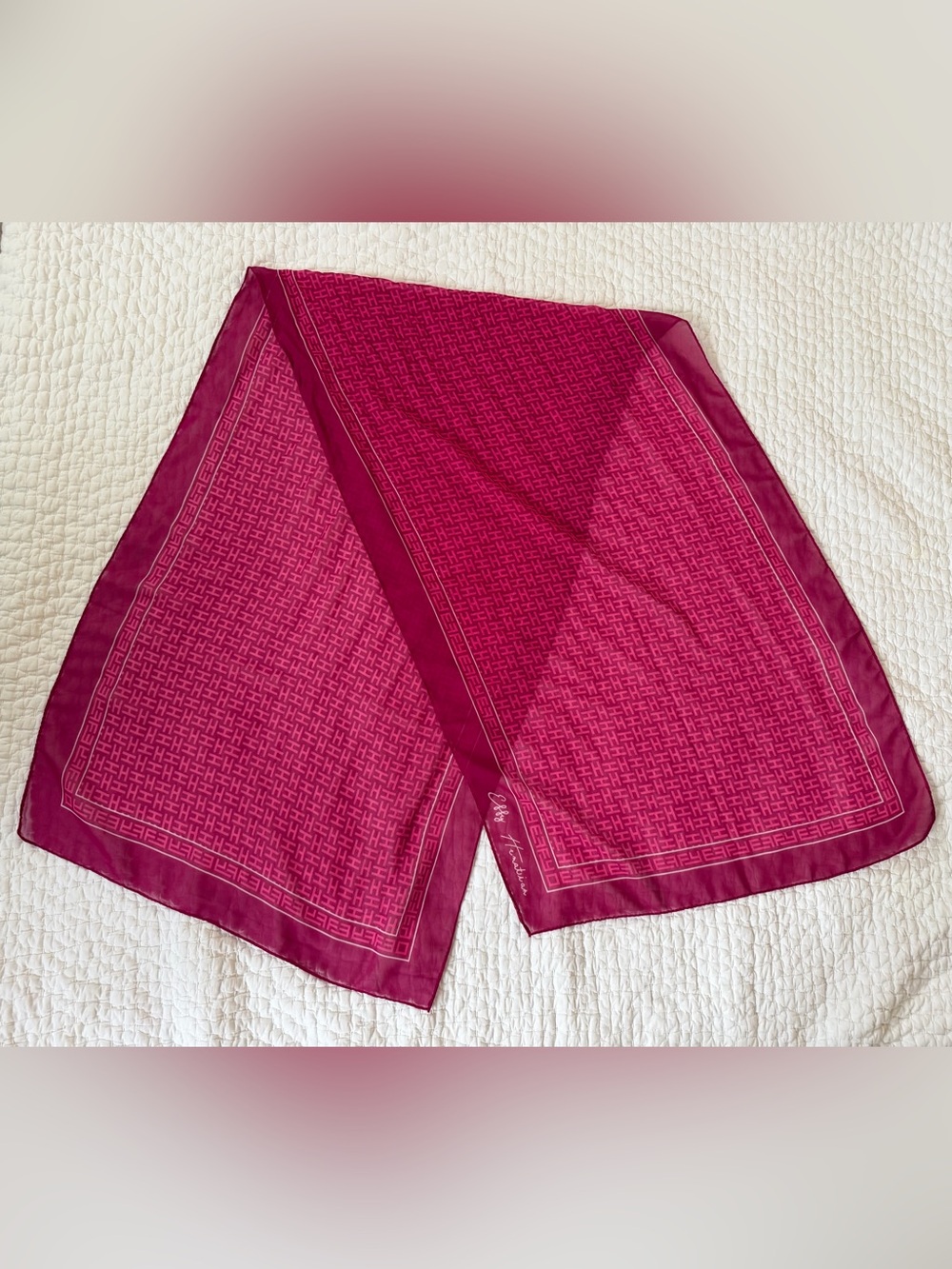 EFFY Hematian Printed Scarf in Deep Fuchsia Pink